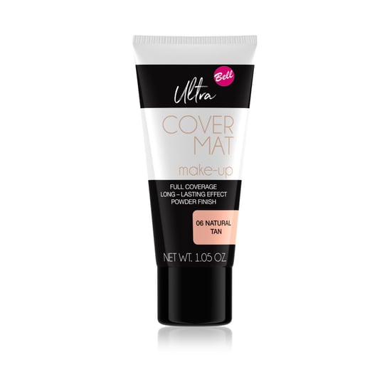 Bell, P Ultra Cover Mat Make-up, Podkład do twarzy intensywnie kryjący i matujący 06 Natural Tan, 30 g Bell