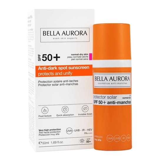 Bella Aurora, Przeciwsłoneczny krem ochronny SPF 50+ przeciw przebarwieniom do skóry normalnej i suchej, 50 ml Bella Aurora