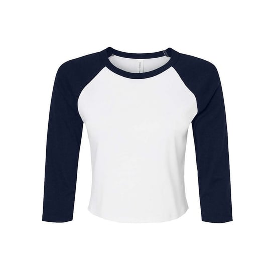Bella + Canvas Koszulka Damska / Damska Baby Micro-Rib Raglan Z Rękawem 3/4 (S (52-55 Cm) / Biały) B&C