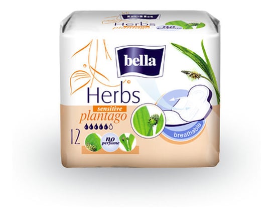 Bella, Plantago Herbs, podpaski higieniczne Sensitive, 12 szt. Bella