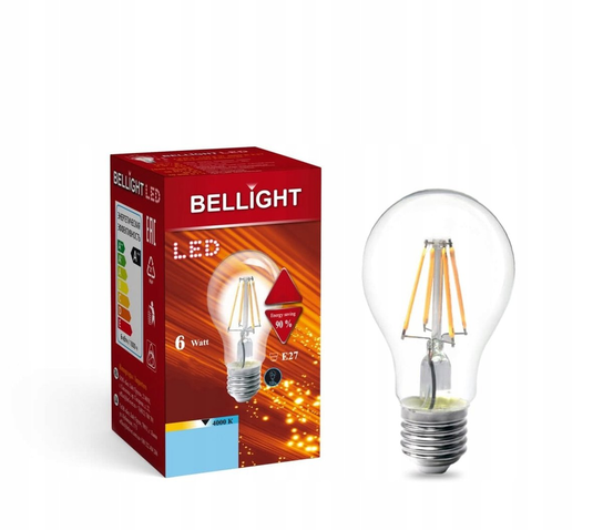Bellight LED Filament A60 230V 6W E27 4000K - Bellight | Sklep EMPIK.COM