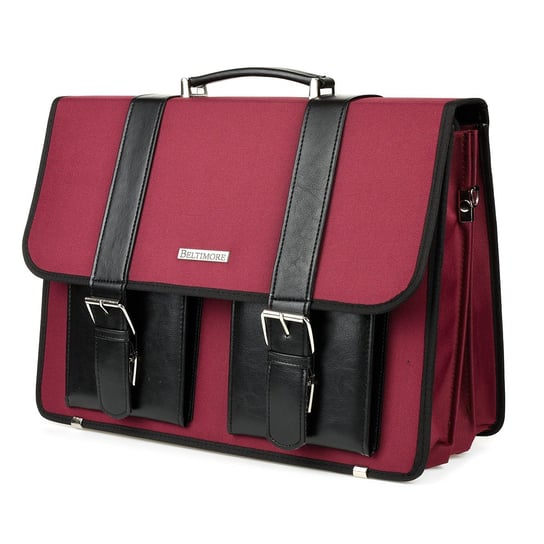 Beltimore luksusowa męska aktówka teczka torba duża na laptopa bordowa I36 czerwony Beltimore