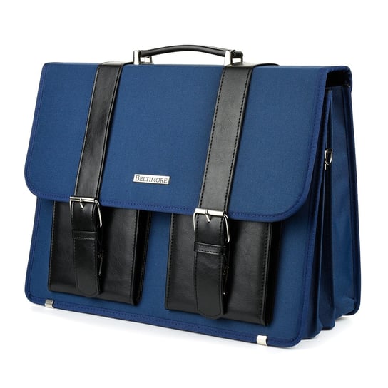 Beltimore luksusowa męska aktówka teczka torba duża na laptopa niebieska I36 granatowy Beltimore