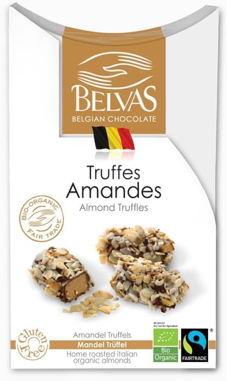 Belvas, belgijskie czekoladki trufle z migdałami fair trade bezglutenowe bio, 100 g BELVAS