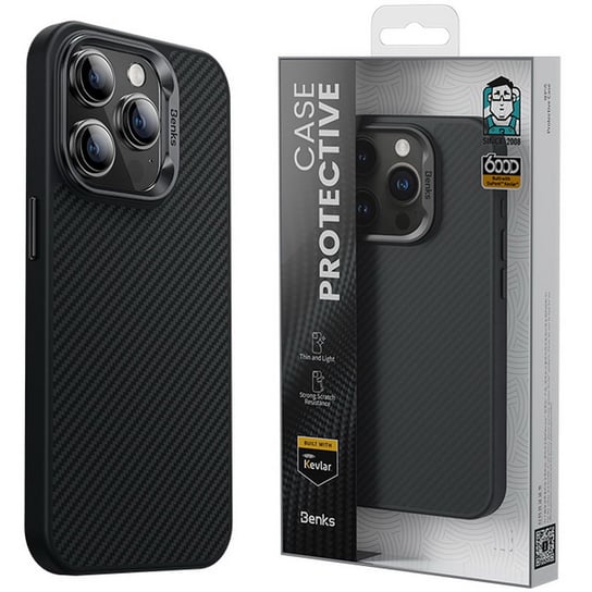Benks mocne etui Carbon Kevlar Case 600D magnetyczne MagSafe iPhone 15 Benks