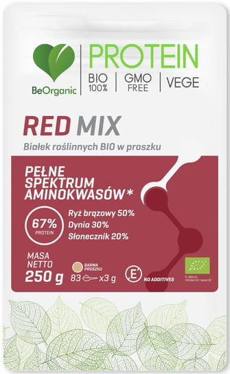 BEORGANIC Red MIX Białek Roślinnych BIO Proszek 250 g BeOrganic