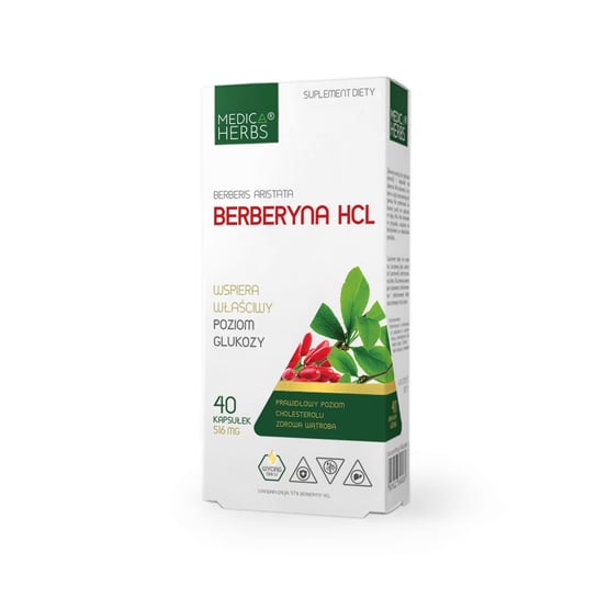 Berberyna HCL 516mg Medica Herbs POZIOM GLUKOZY Suplement diety Medica Herbs