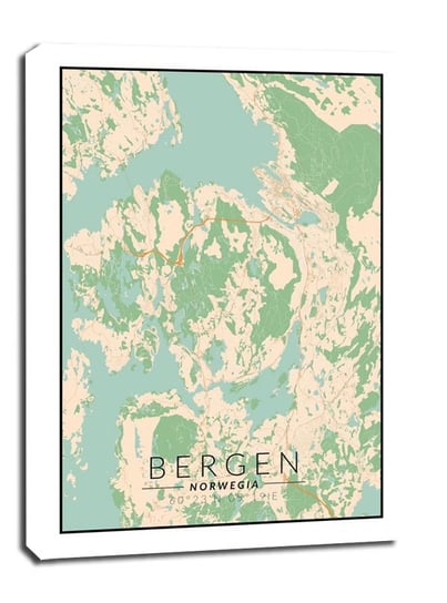 Bergen mapa kolorowa - obraz na płótnie 60x80 cm Galeria Plakatu