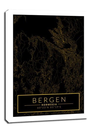 Bergen mapa złota - obraz na płótnie 70x100 cm Galeria Plakatu