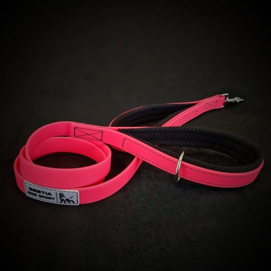 Bestia Dog Sport podwójny uchwyt smycz Neon Pink BESTIA