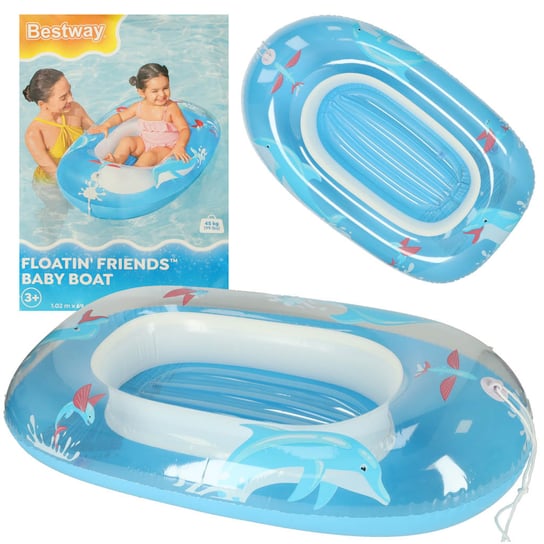 BESTWAY 34037 Kółko do pływania dla niemowląt koło pontonik dla dzieci dmuchany z siedziskiem łódka ponton niebieski 3+ 45kg Inna marka