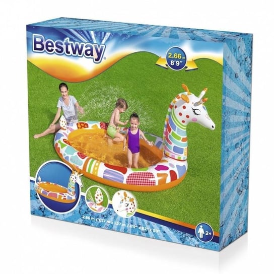 Bestway, basen dziecięcy, pompowany, okrągły, żyrafa, 266x157x127cm Bestway