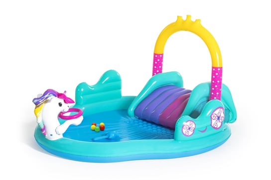 Bestway, basen dziecięcy, pompowany, wodny plac zabaw, Magical Unicorn, 274x198x137cm Bestway