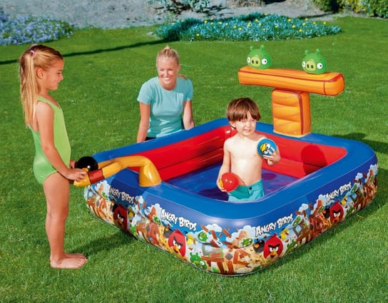 Bestway, basen dziecięcy, pompowany z katapultą, Angry Birds, 147x147x91cm Bestway