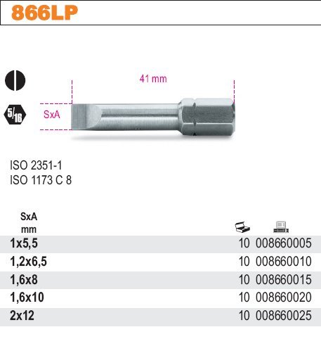 BETA KOŃCÓWKA WKRĘT.PŁASKA 1,2x6,5mm BETA