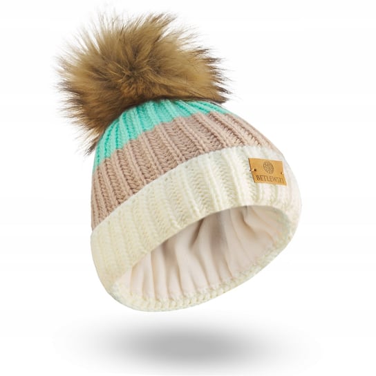 Betlewski Ciepła czapka dla dzieci na zimę z pomponem ocieplana polarem Inna marka