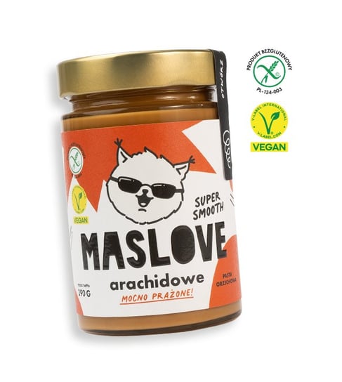 Bezglutenowe masło arachidowe mocno prażone 290g - konsystencja SUPER SMOOTH Maslove