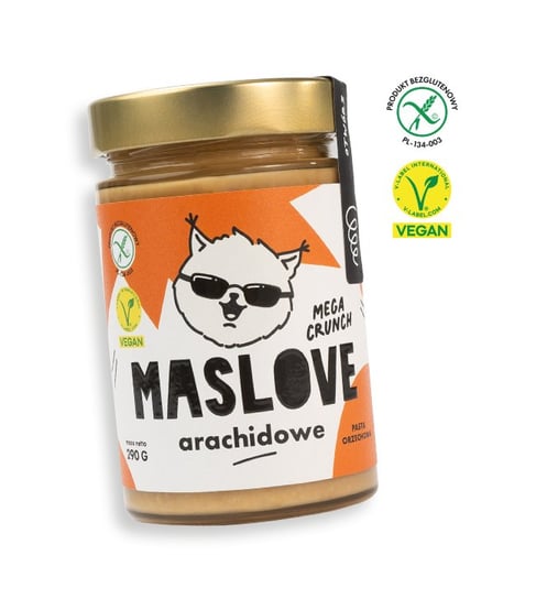 Bezglutenowe masło orzechowe arachidowe 290g - konsystencja CRUNCH Maslove