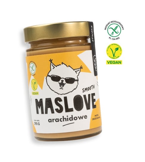 Bezglutenowe masło orzechowe arachidowe 290g - konsystencja SMOOTH Maslove