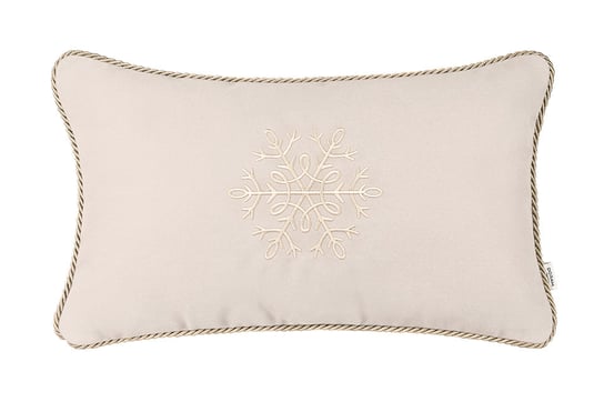Beżowa poduszka zimowa Snowflake X ze złotym haftem Doram design
