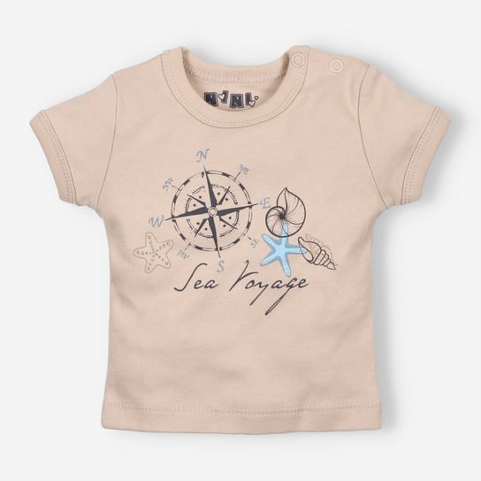 Beżowy t-shirt niemowlęcy SHELLS z bawełny organicznej dla chłopca-62 NINI