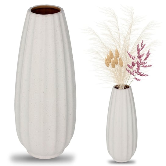 Beżowy wazon ceramiczny, wysoki wazon na kwiaty 12,5x12,5x32cm sarcia.eu
