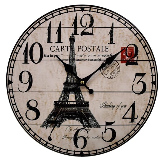 Beżowy zegar z wieżą Eiffela Rose Ø34 cm Duwen