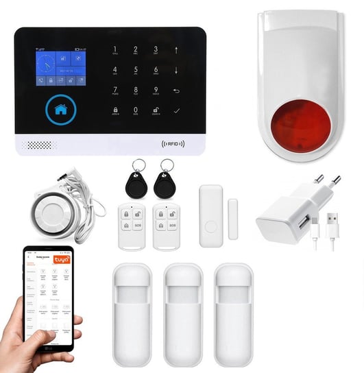 Bezprzewodowy Alarm Gsm + Wifi Hxa003 2G Z Aplikacją Tuya Smart - C3 + Syrena Bezprzewodowa Inna marka