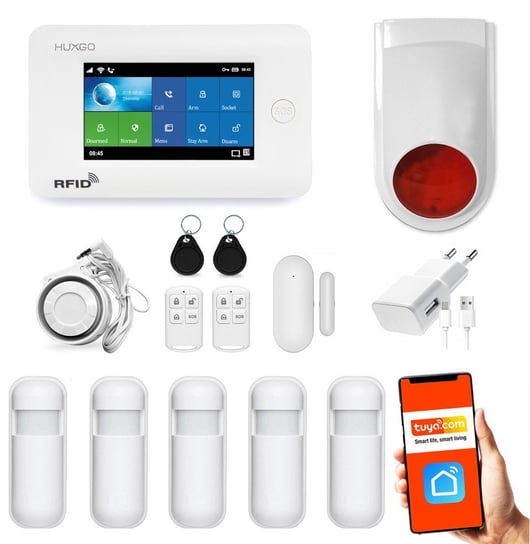 Bezprzewodowy Alarm Gsm + Wifi Hxa006 2G Z Aplikacją Tuya Smart - C5 + Syrena Bezprzewodowa Inna marka