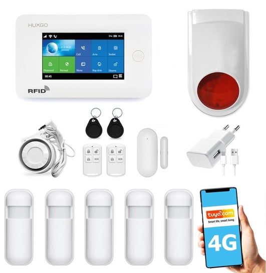 Bezprzewodowy Alarm Gsm + Wifi Hxa006 4G Lte Z Aplikacją Tuya Smart - C5 + Syrena Bezprzewodowa Inna marka