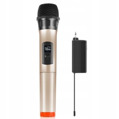 Bezprzewodowy Mikrofon Studyjny Dynamiczny 30m Uhf + Odbiornik 3,5mm / Pu628b / Złoty Puluz