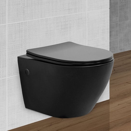 Bezramkowa wisząca toaleta 360x390x495 mm czarna matowa ceramika ECD Germany