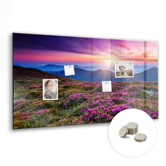 Bezramowa Tablica Magnetyczna ze Szkła - 120x60 cm, Wschód słońca kwiaty Coloray