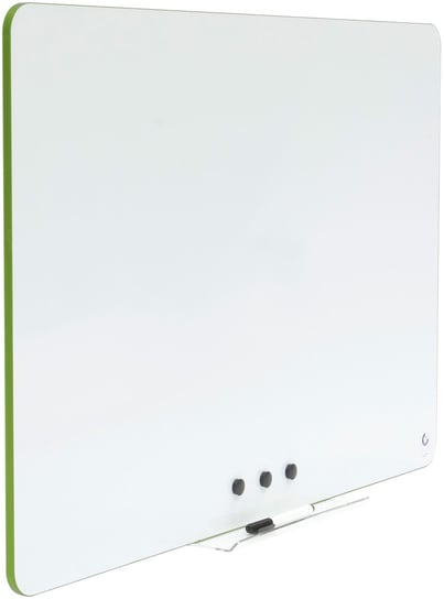 Bezramowa tablica suchościeralna magnetyczna zielone obrzeże 150x120 cm w zestawie z półką, pisakiem oraz 3 magnesami! 2X3