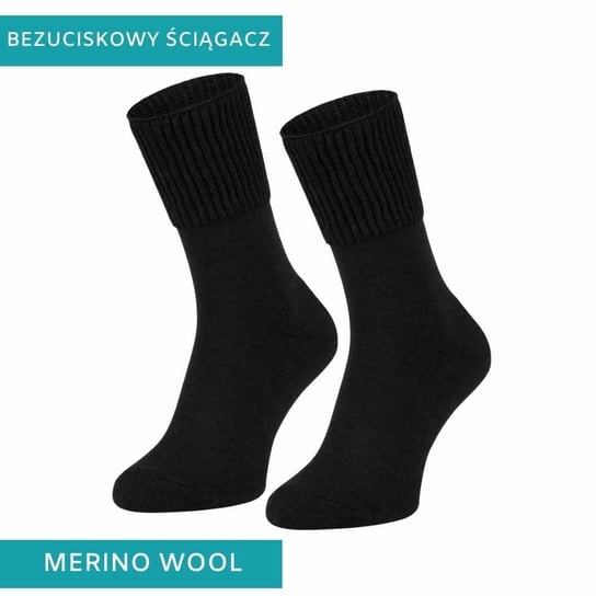 Bezuciskowe skarpety z frotą MERINO WOOL  czarne 39/42 EsteraShop