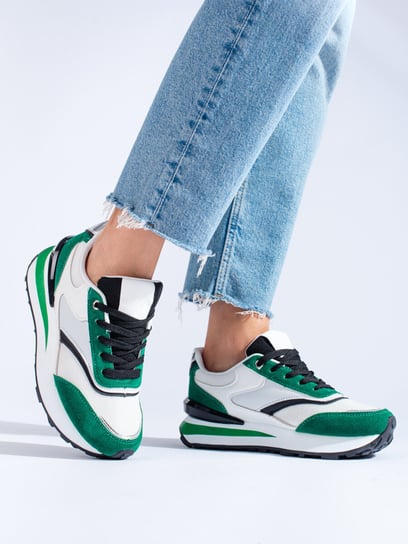 BiaĹ‚o-zielone sneakersy damskie na platformie Shelovet-38.5 Inna marka