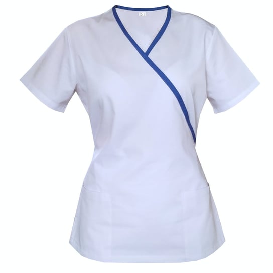 Biała bluza medyczna z lamówką  niebieską 48 M&C