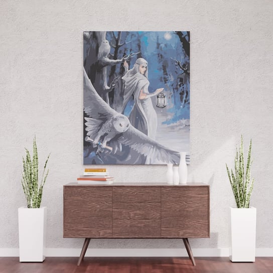 Biała dama i sowa - Malowanie po numerach 30x40 cm ArtOnly