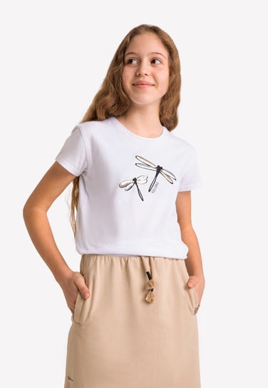 Biała dziewczęca koszulka z ważkami VOLCANO T-DRAGON JUNIOR 122-128 VOLCANO