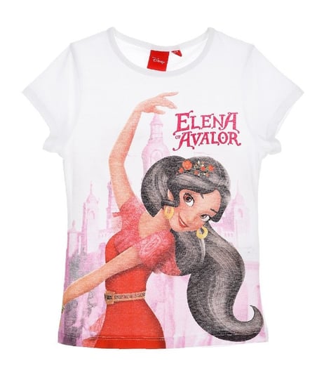 Biała koszulka na krótki rękaw dziewczęca Elena z Avaloru rozmiar 110 cm Księżniczki Disneya