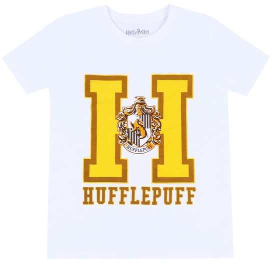 Biała koszulka, t-shirt z żółtym nadrukiem Hufflepuff HARRY POTTER 14-15 lat 170 cm Harry Potter