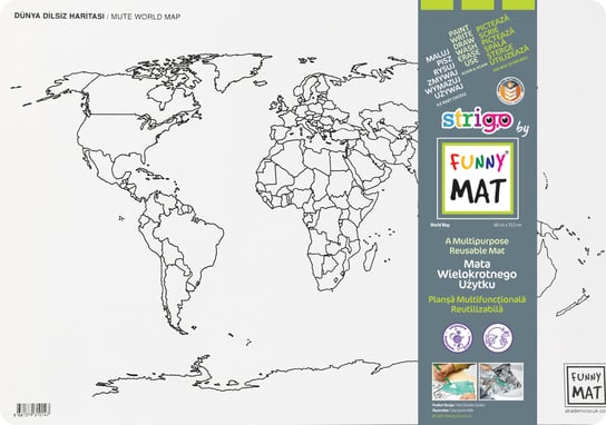 Biała mata wodoodporna do kolorowania Strigo by Funny Mat Mapa Państwa Strigo
