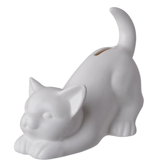Biała, Matowa Skarbonka Z Ceramiki - Kot Meow 18 Cm Duwen