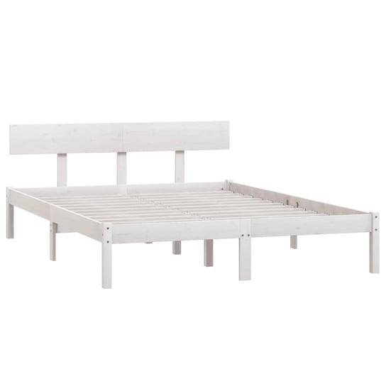 Biała rama łóżka, lite drewno sosnowe, 140 x 200 cm Shumee