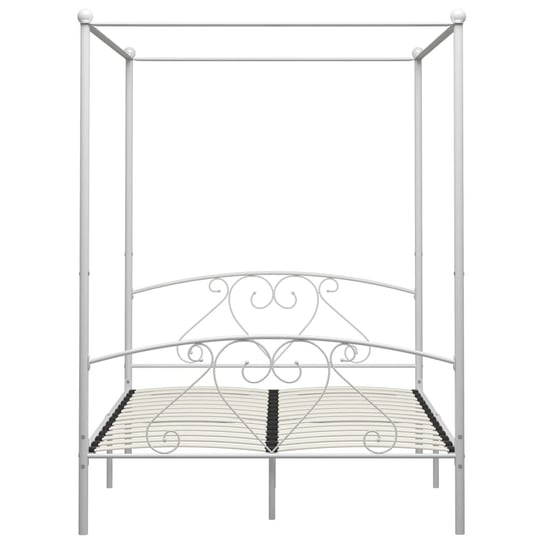 Biała rama łóżka z baldachimem, metalowa, 140 x 200 cm Shumee