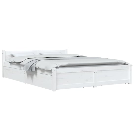 Biała rama łóżka z szufladami, 160x200 cm Shumee