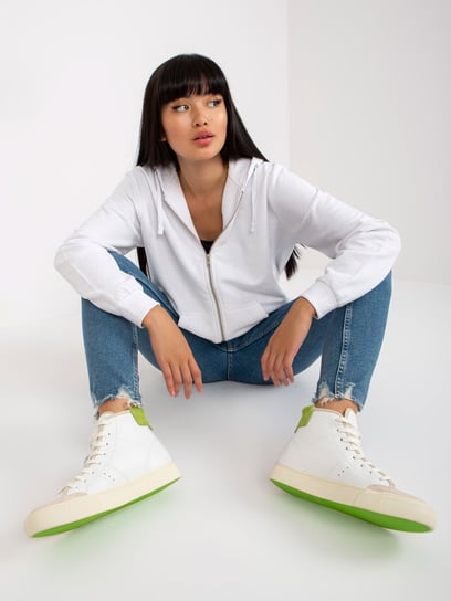 Biała rozpinana bluza basic z kapturem -S Inna marka