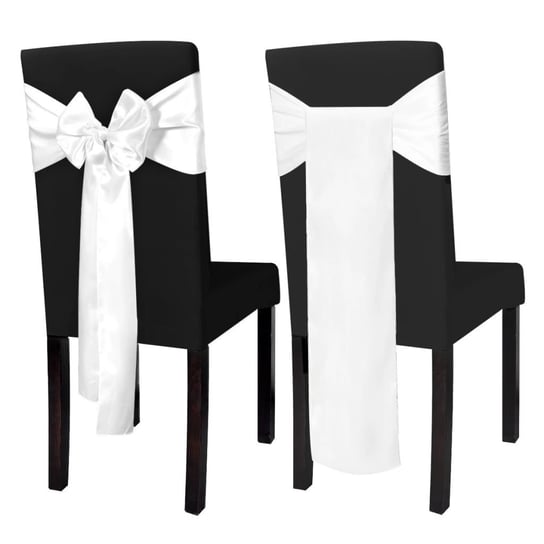 Biała satynowa dekoracyjna przepaska na krzesła - 25 szt. vidaXL