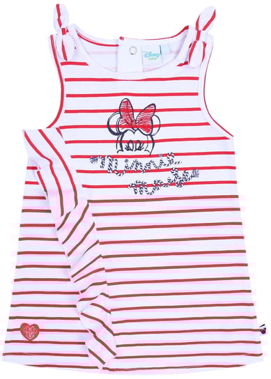 Biała sukienka niemowlęca w czerwone paski, z falbanką MINNIE Disney 36m- 96 cm Disney