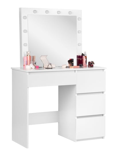 Biała Toaletka Kosmetyczna Z Lustrem 12Xled Funfit Home&Office FUNFIT